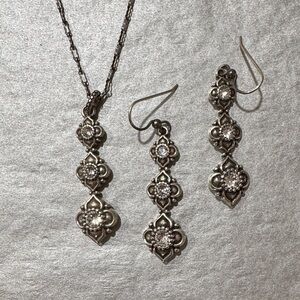 Brighton Alcazar Trio Short Silver Necklace and Earring Set